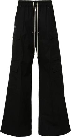 Rick Owens Cargo Broeken met Riemen en Wijde Pijpen - Heren - Wijde Broeken - Zwart - M - Katoen - Broeken