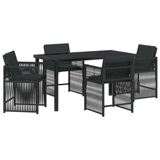 vidaXL Conjunto De Comedor De Jard&iacute;n 5 Pcs Negro Rat&aacute;n Sint&eacute;tico Vidaxl