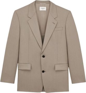 Saint Laurent Enkelrijig Jasje van Wol en Mohair - Heren - Blazers - Beige - L - Wol - Jassen
