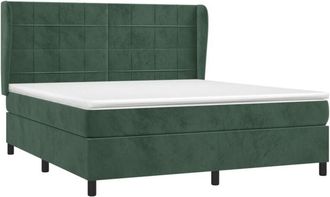 vidaXL Vidaxl - Cama Box Spring Con Colch&oacute;n Terciopelo Verde Oscuro 180x200 Cm