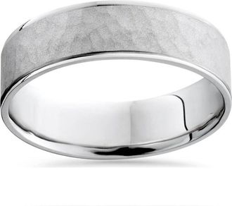 Pompeii3 Mens 10k White Gold Hammered Comfort Fit Wedding Band Ring Size Selectable