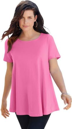 Roaman's Plus Size Ultimate Cotton Crewneck Short Sleeve Swing Tee in Vintage Rose at Nordstrom, Size Medium