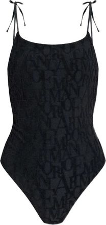 Emporio Armani Costume da bagno con monogramma - Nero