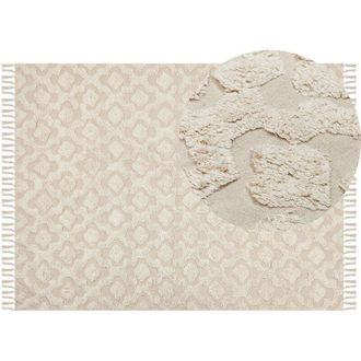 Beliani Rug AKSARAY Beige 160 x 230 cm Cotton
