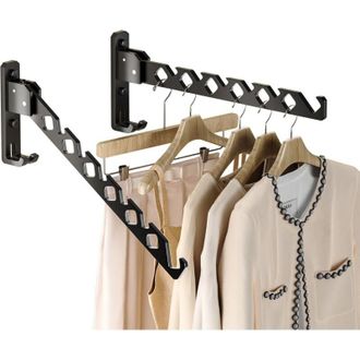 OEM Tendederos Plegables De Pared De 2 Piezas, Interior Negro Mate -crezuo