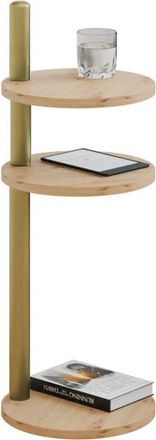 OEM Mesita Auxiliar Redonda Moderna, 3 Niveles, 30x30x97 Cm, Metal Dorado