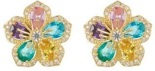 Eye Candy Los Angeles Flower Dazzle Gold Toned Multi-Colored CZ Crystal Stud Earrings in Multi Color at Nordstrom Rack