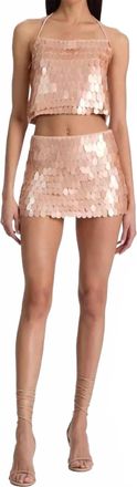 Alice & Olivia Grazi Paillette Top In Rose Tan