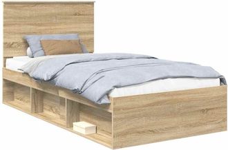 vidaXL Bed Frame with Headboard Sonoma 100 x 200 cm Solid Pine Wood vidaXL