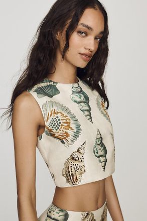 Hunter Bell Royce Linen-Blend Crop Top