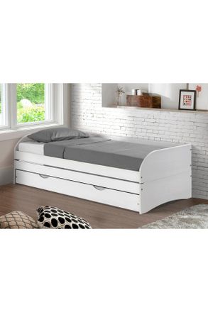 MID.YOU Mid.you Ausziehbett, Wei&szlig;, Holz, Kiefer, massiv, H&ouml;he ca. 18 cm, 90x200 cm, FSC MIX, Lattenrost, Babym&ouml;bel & Kinderm&ouml;bel, Kinderzimmer & Jugendzimmer,