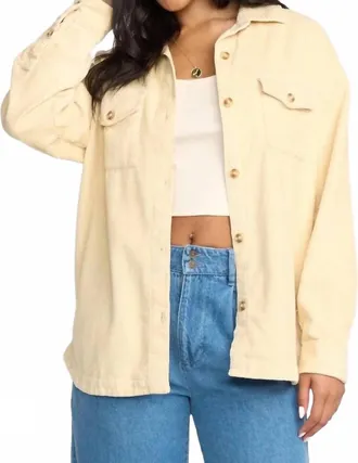 Billabong Fadeaway Long Sleeve Cord Shacket In Whitecap