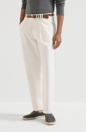 Brunello Cucinelli Cotton and linen trousers in White at Nordstrom, Size 52 It