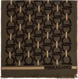 Ferragamo Gancini Wollen Sjaal - Heren - Sjaals - Bruin - ONE Size - Wol - Accessoires