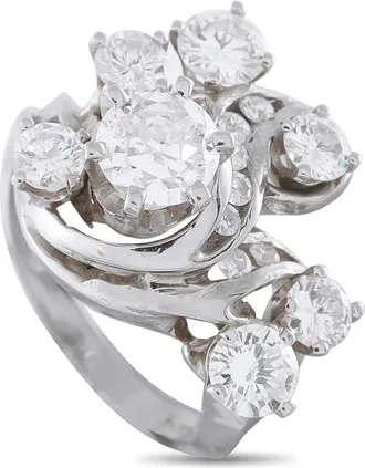 Luxury Bazaar 14K White Gold 2.15ct Diamond Cluster Ring MF16-070626
