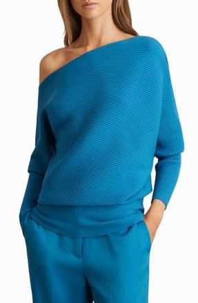 Reiss Lorna Off the Shoulder Rib Sweater in Blue at Nordstrom Rack, Size X-Small