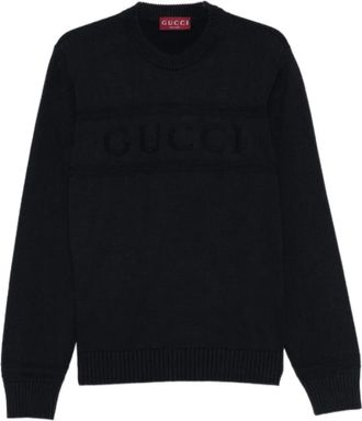 Gucci Truien & Vesten, Heren, Blauw, L, Katoen, Logo Sweater