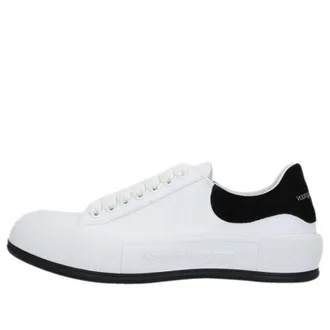 Alexander McQueen Deck Skate Plimsoll Lace Up White Black Suede 654594W4MV79061