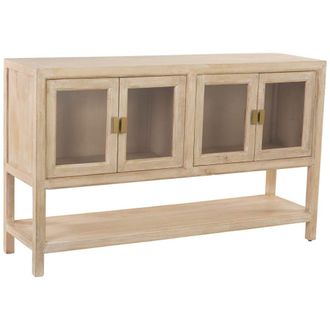 Wanderlust Deco Aparador de madera beige 4 puertas 150x40x90h cm