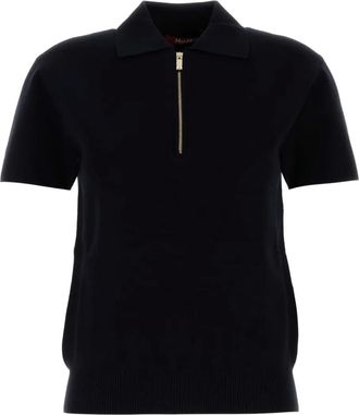 Max Mara Poloshirt met hals met rits - Blauw