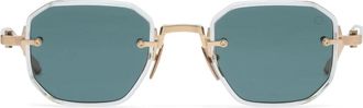 Akoni Kristalheldere Gouden Geometrische Zonnebril - Dames - Zonnebrillen - Geel - ONE Size - Accessoires