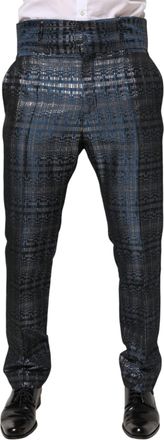 Dolce & Gabbana Mens Shiny Silk Trousers Blue