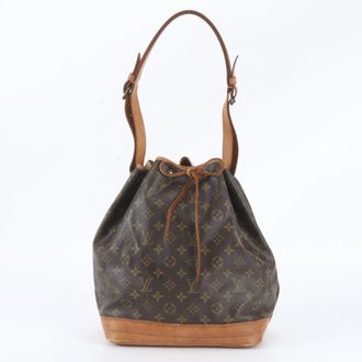 Louis Vuitton Brown Leather Coated Canvas Handbag Shoulder Bag Tote Bag (Pre-Owned)