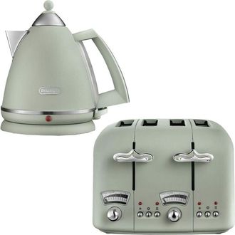 DeLonghi Argento 1.7L Kettle & 4 Slice Toaster Set, Green - Delonghi