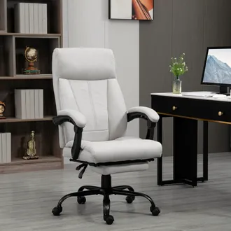 STILVORA Stilvora Sill&oacute;n De Oficina Ergon&oacute;mico Con Masaje Y Calefacci&oacute;n, Respaldo Reclinable Y Reposapi&eacute;s, Poli&eacute;ster, Gris