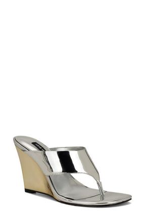 Nine West Presa Wedge Flip Flop in Silver at Nordstrom, Size 5.5