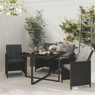 vidaXL Vidaxl - Set Comedor De Jard&iacute;n 5 Pzas Con Cojines Rat&aacute;n Sint&eacute;tico Negro