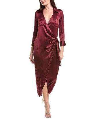 L'agence LAgence Kadi Long Silk Wrap Dress