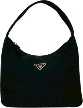 Prada Pre-owned Shoulder Bags, female, Black, Size: ONE SIZE Pre-owned Nylon Shoulder Bag