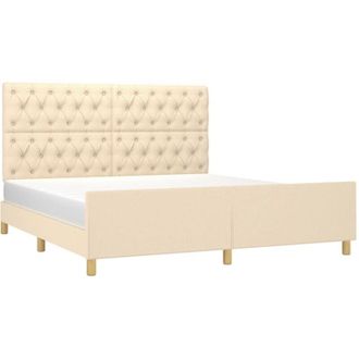 vidaXL Cama Sin Colch&oacute;n Tela Color Crema 160x200 Cm Vidaxl