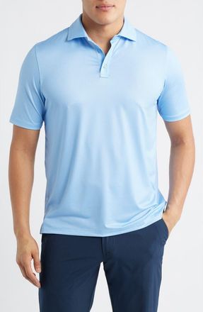 Johnston & Murphy XC+ Ace Micropattern Performance Golf Polo in Light Blue/White Gingham at Nordstrom, Size Xx-Large