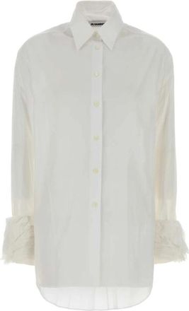 Jil Sander Katoenen mousseline overhemd - Dames - Overhemden - Wit - M - Katoen - Overhemden