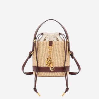 Chlo&eacute; Raffia And Leather Bucket Bag