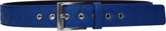Bottega Veneta Herens Riem Blauw Leer