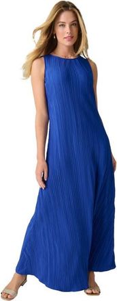 Jessica London Sleeveless Plisse Maxi Dress in Dark Sapphire at Nordstrom, Size 12