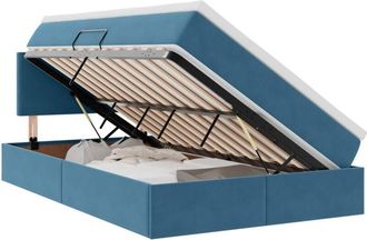 vidaXL Bed with Mattress with Headboard Blue 120 x 190 cm Velvet vidaXL