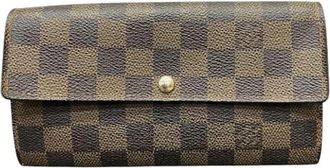 Louis Vuitton Pre-owned Damier Long wallet (bi-fold) - Dames - Vintage Accessoires - Bruin - ONE Size - Leer - Vintage