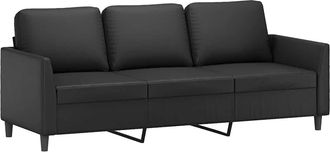 vidaXL Sof&aacute; De 3 Plazas De Cuero Sint&eacute;tico Negro 180 Cm Vidaxl
