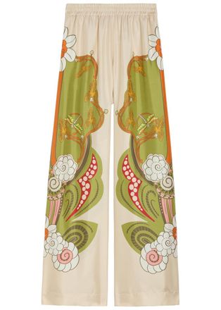 La DoubleJ LA Double J Printed Wide-leg Silk Trousers - Multicoloured - XL (UK16 / XL)