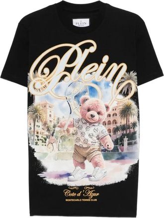 Philipp Plein Teddy Bear Tennis T-shirt - Heren - T-shirts - Zwart - M - Tops
