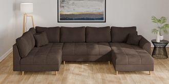 HOME AFFAIRE Wohnlandschaft »CHARRE U-Form mit Ottomane, Masse B/T/H: 310/161/81 cm« feine Steppung, lose Rücken- und Zierkissen, auch in Cord und Bouclé