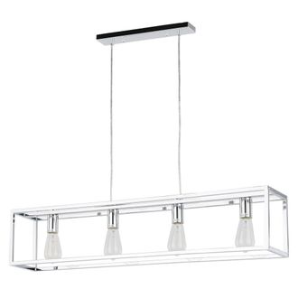 Netlighting Sigalo Industrial Retro 4 Light Bar Pendant Ceiling Light E27 in Silver
