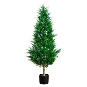 Nearly Natural 4-ft UV Resistant Artificial Cypress Tower Tree in Green at Nordstrom