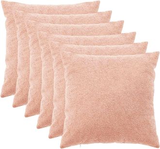 vidaXL Funda De Almohada 6 Pcs Heerlen Rosa 55 X 55 Cm Boucl&eacute; Vidaxl