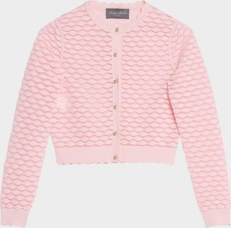Monique Lhuillier Scallop Knit Crop Cardigan