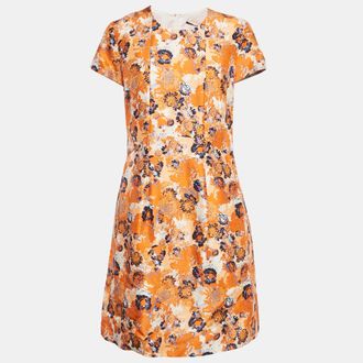 HUGO BOSS Boss By Hugo Boss Orange Floral Print Silk Short Dress